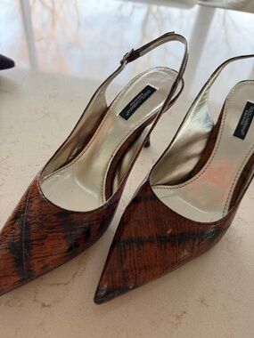 Dolce & Gabbana Brown Pointed-Toe Slingback Pumps